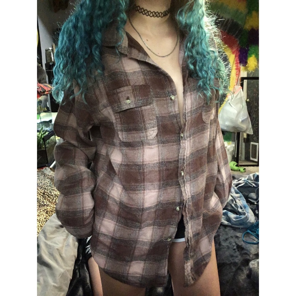Pink and maroon flannel